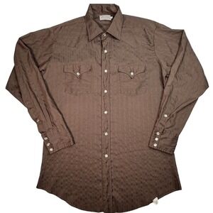 Vintage H Bar C Ranchwear Brown Pearl Snap Western Shirt Men L  16/34 USA 70's